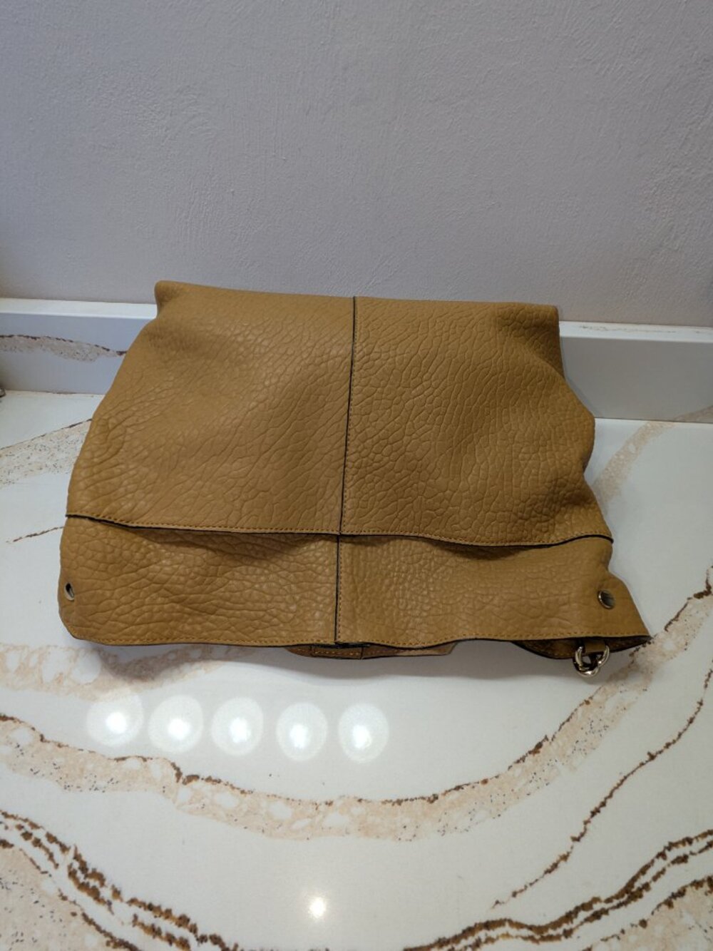 Vince Camuto Tan Pebbled Leather Crossbody Hobo Bag - Picture 4 of 9
